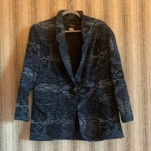David Paul Blue Black Blazer Coat Jacket Vintage Women’s Western Size Cotton